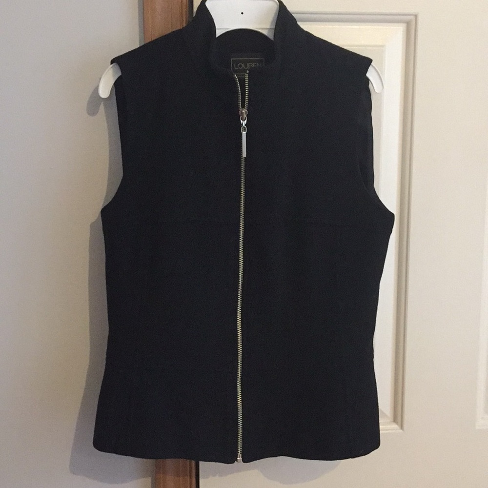 Black wool fitted vest